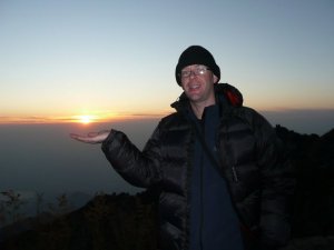 Cheesy pose taken at dawn on Tai Shan